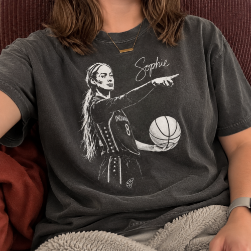 Sophie Cunningham Point Signature Basketball T-Shirt, Front and Back Printed photo review