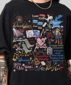 Ella Dandelion Lyric Shirt, Choosin' Texas Song Tee, Ella's Fellas Club Vintage Country T-Shirt #V