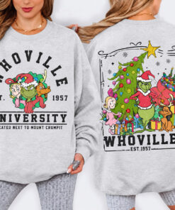 Whoville University Christmas Sweatshirt: Funny Grinch Holiday Crewneck #V