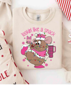 Santa Gus Gus Mouse Pink Christmas Light Sweatshirt