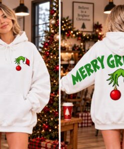 Merry GrInchmas Hoodie 2 Side, Funny Christmas Sweatshirt #V